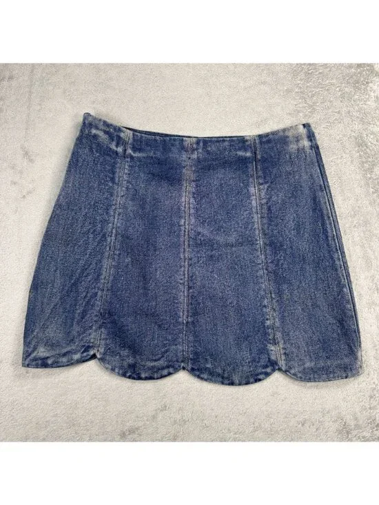 Y2K Grunge Altar'd State Denim Mini Skirt Sz Medium High Rise Fitted Jean Skirt - Picture 4 of 9